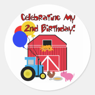 Boerderij 2e Verjaardag Tshirts en geschenken Ronde Sticker