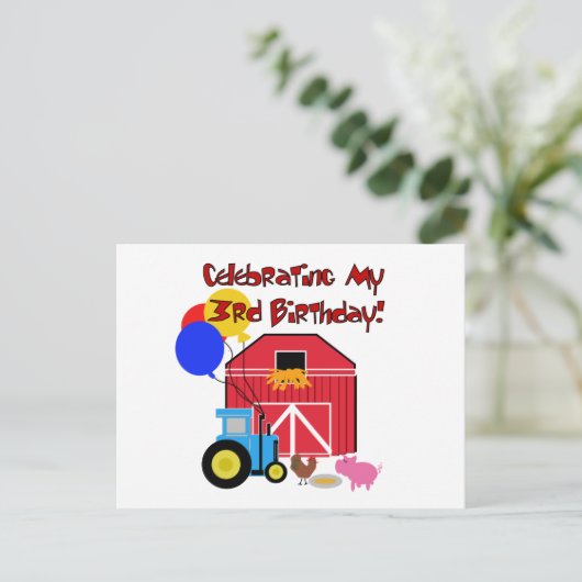Boerderij 3e Verjaardag T-shirts en geschenken Briefkaart (Staand voorkant)