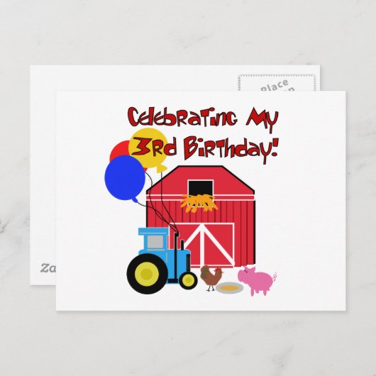 Boerderij 3e Verjaardag T-shirts en geschenken Briefkaart (Voorkant / Achterkant)