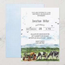 Boerderij 50e Verjaardag Tractor Party Kaart