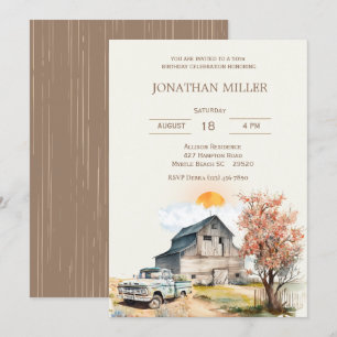  Boerderij 50e Verjaardag Vrachtwagen Feestuitnodi Kaart