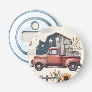 Boerderij Amerikaans Patriottisch 4 juli Patroon Button Flesopener