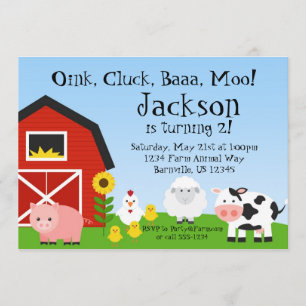 Boerderij Animal and Barn Birthday Party Invite Kaart