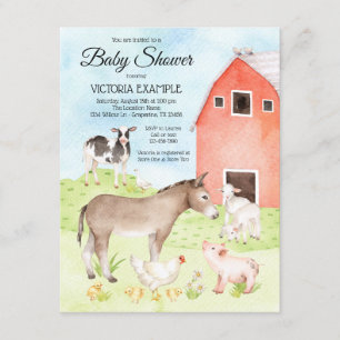 Boerderij Animal Baby Shower Uitnodigingen