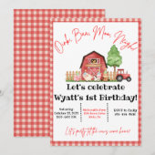 Boerderij Animal Barnyard Bash Birthday Invitation Kaart (Voorkant / Achterkant)