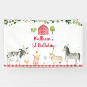 Boerderij Animal Barnyard Greenery Birthday Spandoek (Horizontaal)