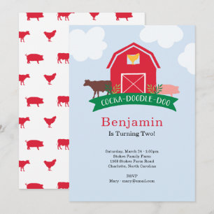 Boerderij Animal Birthday Party Invitation Kaart