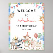 Boerderij Animal Calling All Party 1st Verjaardag Poster (Voorkant)