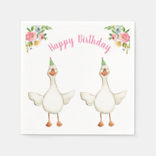 Boerderij Animal Goose Girl Birthday Barnyard Pink Servet