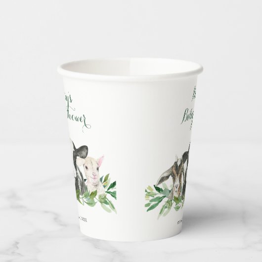 Boerderij Animal Greenery Boy Baby shower Cups Papieren Bekers (Links)