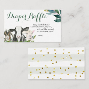 Boerderij Animal Greenery Boy Baby shower Diaper R Informatiekaartje