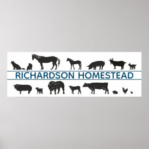 Boerderij Animal Silhouettes Persoonlijke Homestea Poster