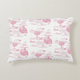 Boerderij Animal Toile Accent Pillow (Roze) Kussen