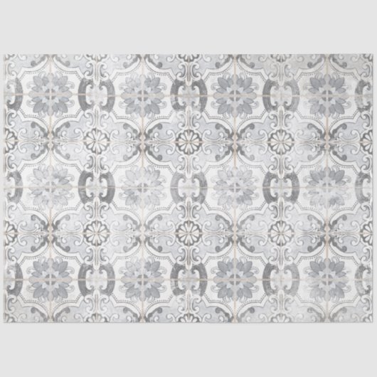 Boerderij Antiek Grijs Witte Tegel Patroon Tissuepapier (Voorkant)