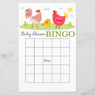 Boerderij baby shower bingo-kaart