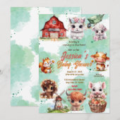 Boerderij Baby shower Kaart (Voorkant / Achterkant)