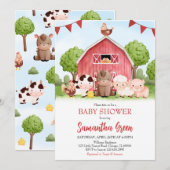 Boerderij Baby shower Kaart (Voorkant / Achterkant)