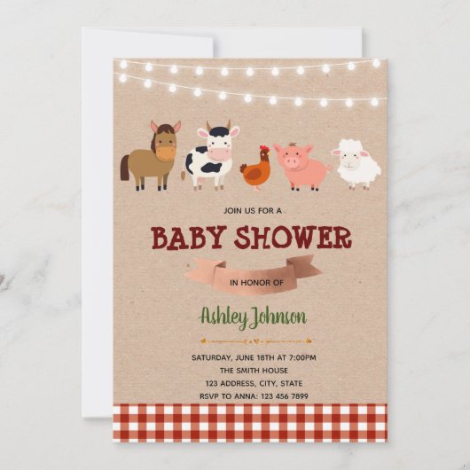 Boerderij baby shower-uitnodiging kaart (Voorkant)