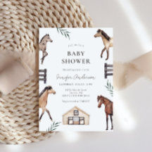 Boerderij Baby Shower Uitnodiging met Paard