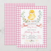 boerderij baby shower uitnodiging roze (Voorkant / Achterkant)