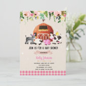 Boerderij baby shower verjaardaguitnodiging kaart (Staand voorkant)