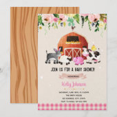 Boerderij baby shower verjaardaguitnodiging kaart (Voorkant / Achterkant)