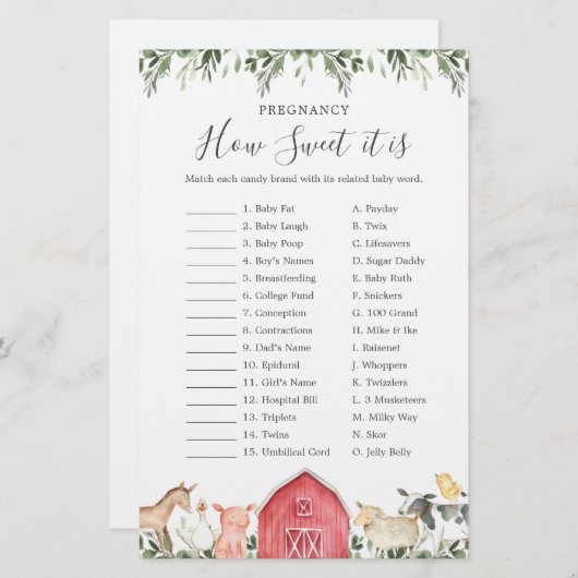 Boerderij Baby shower Zwangerschap Hoe lief het is (Voorkant / Achterkant)