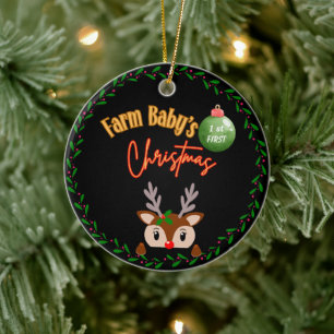 Boerderij Baby's Eerste Kerstmis Ornament