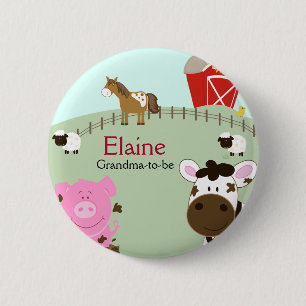 Boerderij Babys NAAMLABEL Persoonlijke Knop Ronde Button 5,7 Cm