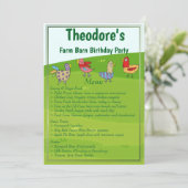 Boerderij Barn verjaardagsfeestje Menu (Staand voorkant)