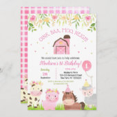 Boerderij Barnyard 1st Birthday Party Invitations Kaart (Voorkant / Achterkant)