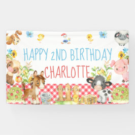 Boerderij Barnyard Animal Birthday Table Achtergro Spandoek