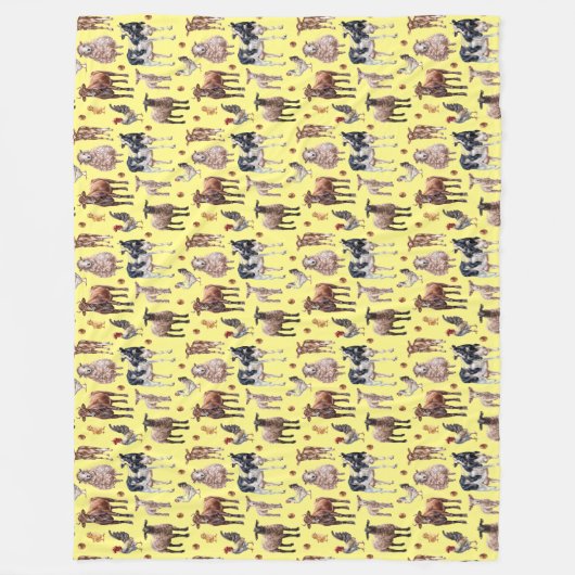 Boerderij Barnyard Animals Koeien Sheep Chickens F Fleece Deken (Voorkant)