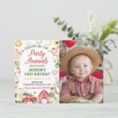 Boerderij Barnyard Animals Verjaardag Fotouitnodig Bedankkaart (Staand voorkant)