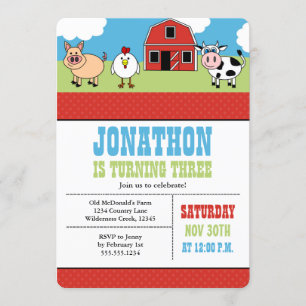 Boerderij Barnyard Birthday Party Invitation Kaart