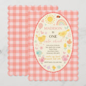 Boerderij Barnyard Chicken 1e verjaardagsfeestje Kaart (Voorkant / Achterkant)