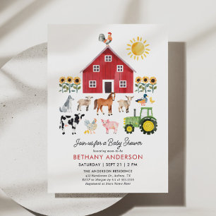 Boerderij Barnyard Dieren Baby shower Kaart