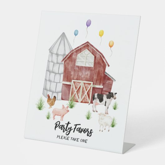 Boerderij Barnyard Farm Dieren Verjaardagsfeest Reclamebord Met Voetstuk (Voorkant)