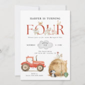 Boerderij Barnyard Fun Vierde Verjaardag Kaart (Voorkant)