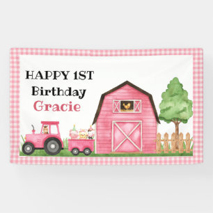 Boerderij / Barnyard Pink Birthday Banner
