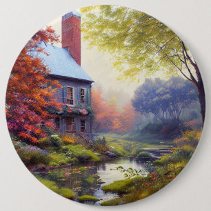 Boerderij/beek/bossen/schilderen Ronde Button 6,0 Cm