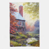 Boerderij/beek/bossen/schilderen Theedoek (Verticaal)