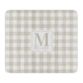 Boerderij Beige Buffalo Check Monogram Glas Snijplank (Voorkant)