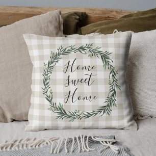 Boerderij Beige Buffalo Plaid Home Sweet Home Kussen