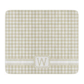 Boerderij Beige en witte Gingham Plaid Monogram Snijplank (Voorkant)