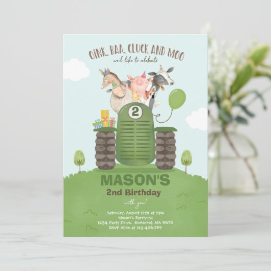 Boerderij Birthday Boy Old MacDonald Barnyard Part Kaart (Staand voorkant)