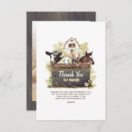 Boerderij Birthday Dank je wel Bedankkaart (Voorkant / Achterkant)