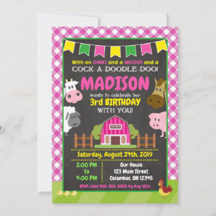 Boerderij Birthday Invitation / Girl Barnyard Part Kaart