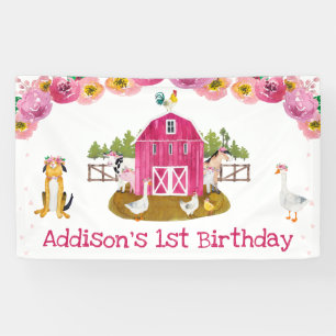 Boerderij Birthday Party Banner Hot Pink Barn Girl