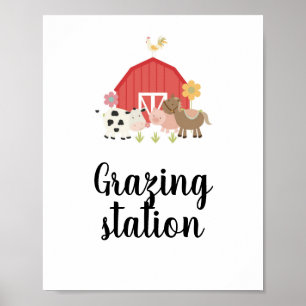 Boerderij Birthday Party Sign grazing station — Vo Poster